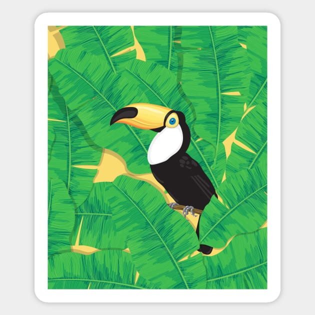 Toucan and banana leaves Sticker by katerinamk